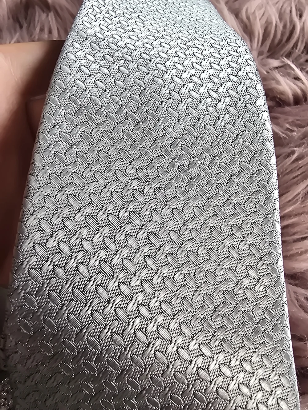 Silver Textured Tie And Mask For Special Moments